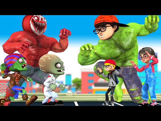 Strong Nick Transform Nickhulk vs Team Giant Zombie Save Tani - Scary Teacher 3D Animation class=
