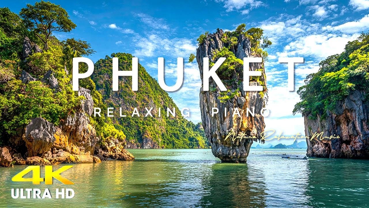 FLYING OVER PHUKET (4K UHD) - Amazing Beautiful Nature Scenery & Relaxing Music for Stress Relie