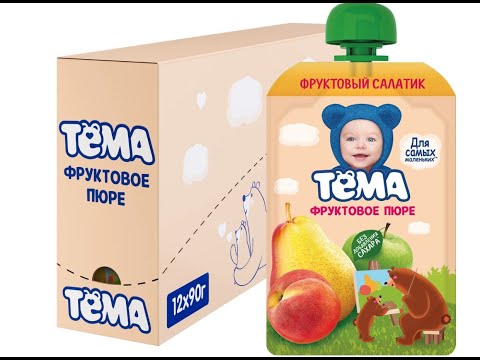 Пюре Тёма Фруктовый салатик, с 5 месяцев, 90 г, 12 шт