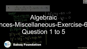 Algebraic Sentences-Miscellaneous-Exercise-6-From Question 1 to 5, Math Lecture | Sabaq.pk