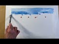 How to paint yellow flowers and a sunset sky  easy acrylic painting tutorial  seascape art
