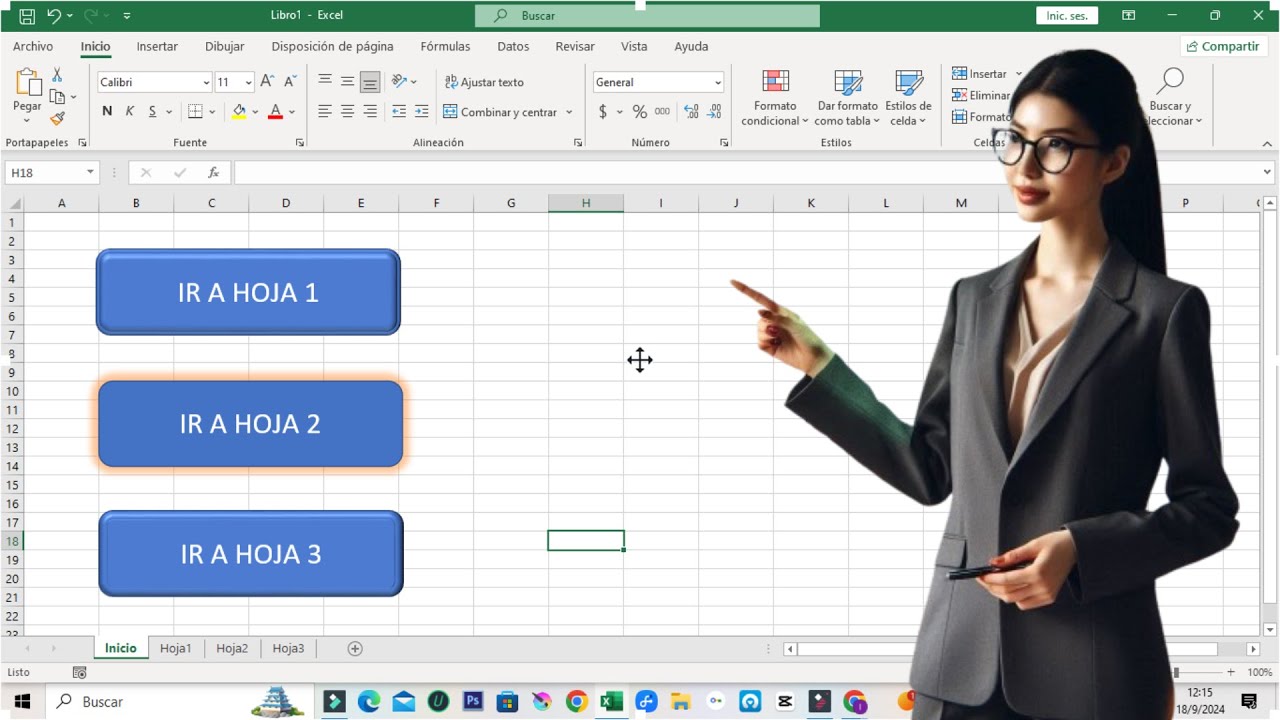 Como insertar botones en excel y vincular a las hojas - YouTube