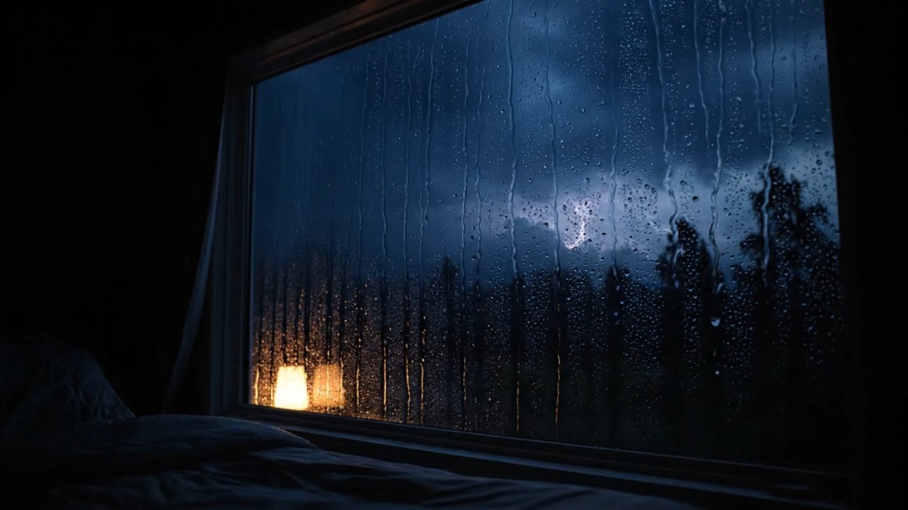 Late Night Rain & Thunder  Cozy Darkness Ambience