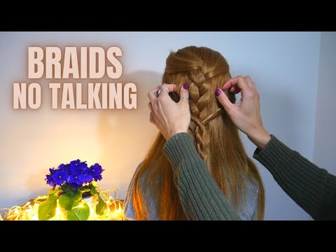 Many tingly braids, hair brushing and hair styles - ASMR - No talking