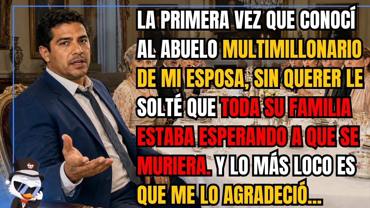 Me quedé mirando a mi suegro multimillonario en su propia mesa y solté lo que llevaba tres días callando: que toda su familia estaba esperando a que se muriera. La cena se quedó en silencio...
