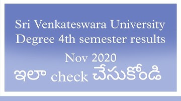 Sri Venkateswara University degree fourth semester results November 2020|svu results|