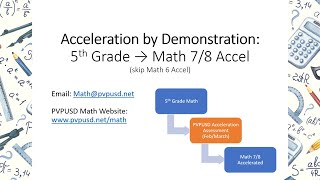 Math Acceleration: 5th Grade to Math 7/Accel (Skip Math 6 Accelerated)