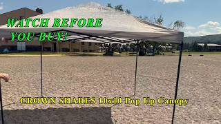 CROWN SHADES 10x10 Pop Up Canopy Review | Is It Worth Buying?