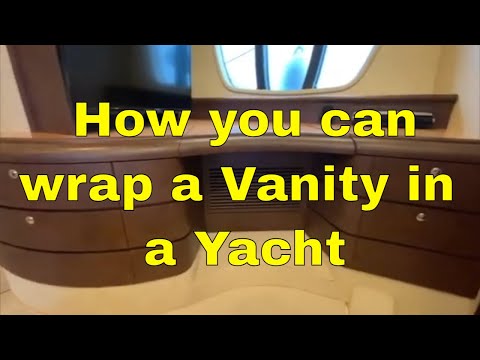 How to Wrap a Vanity - Tv area - Dresser in a yacht - vinyl leather