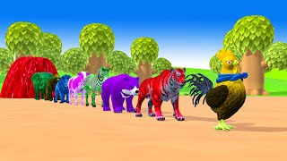 Paint Animals Gorilla,Elephant,Cow,Lion,Tiger,Bear Fountain Crossing Transformation Animal Cartoon 1