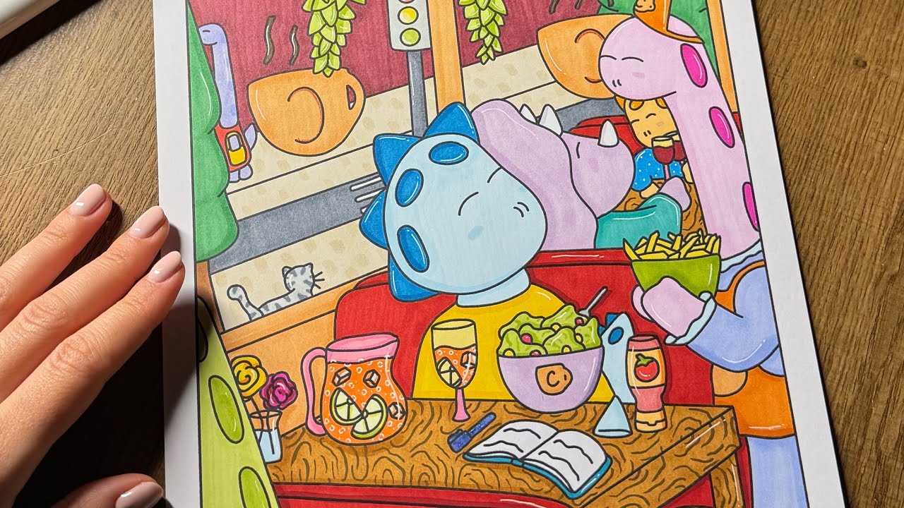 Colorazione in ASMR 🖌️LIVE🦕 #5 San Valendino ♥️ Dino Self Love: Tavola calda