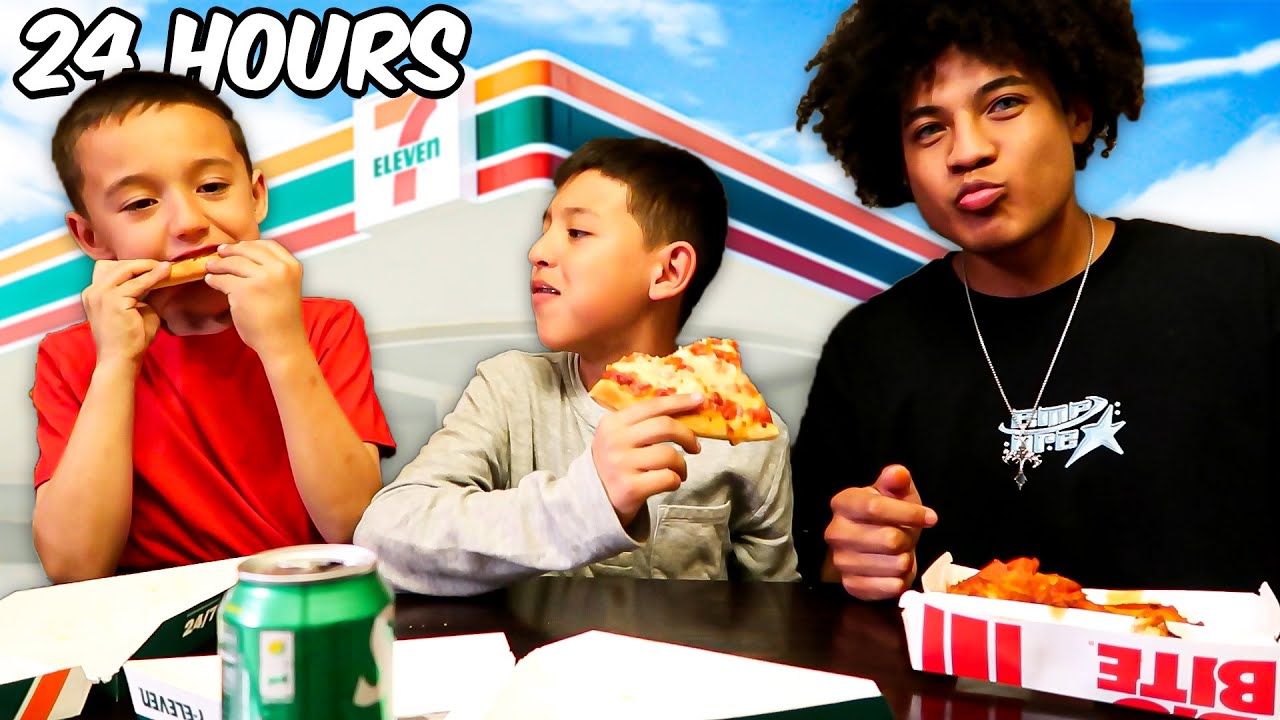 EATING ONLY GAS STATION FOOD FOR 24 HOURS!!😱🤢