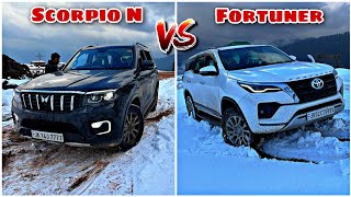 Is Scorpio N better tha Fortuner on Snow ❄️ | Sliding Cars on Snow❄️