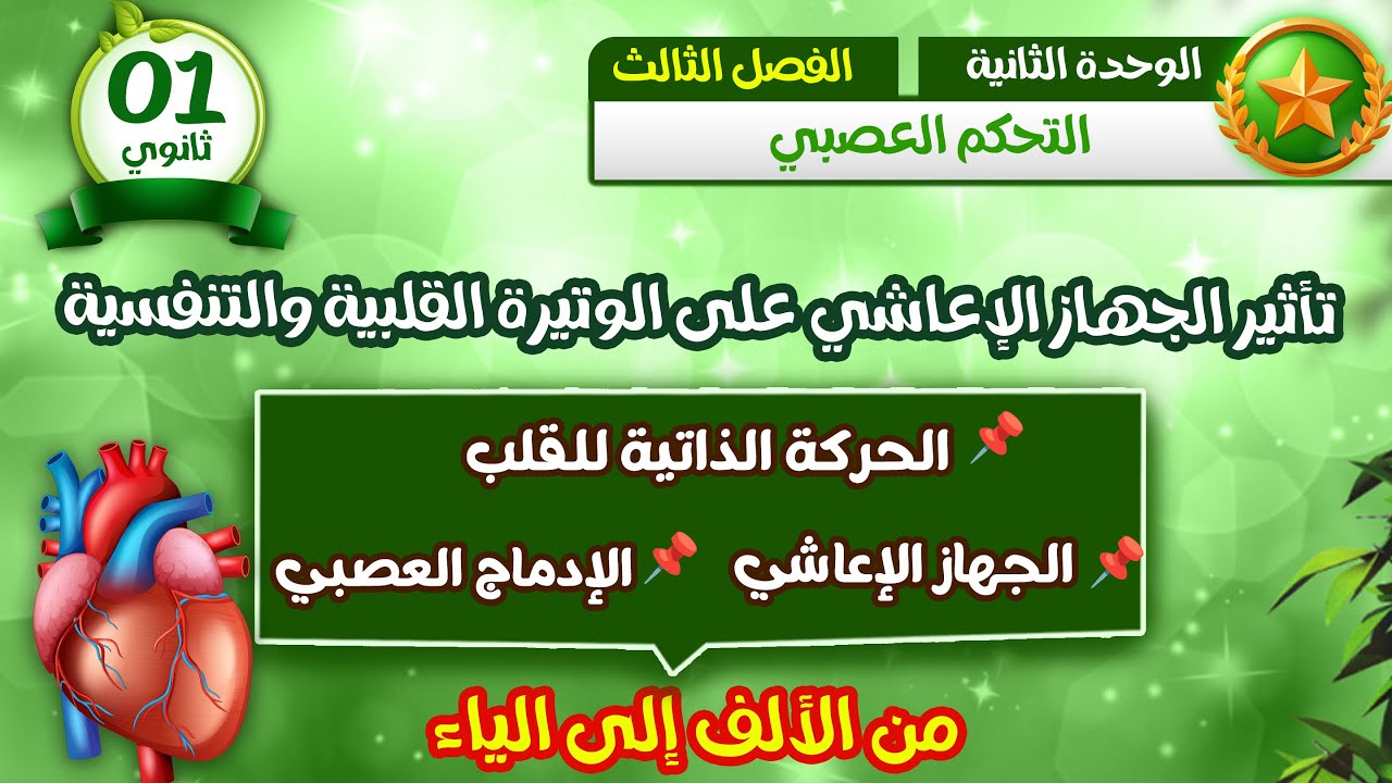 اولى ثانوي🔥التحكم العصبي🎖 مراجعة قوية للفصل الثالث 🧠الجهاز العصبي الإعاشي