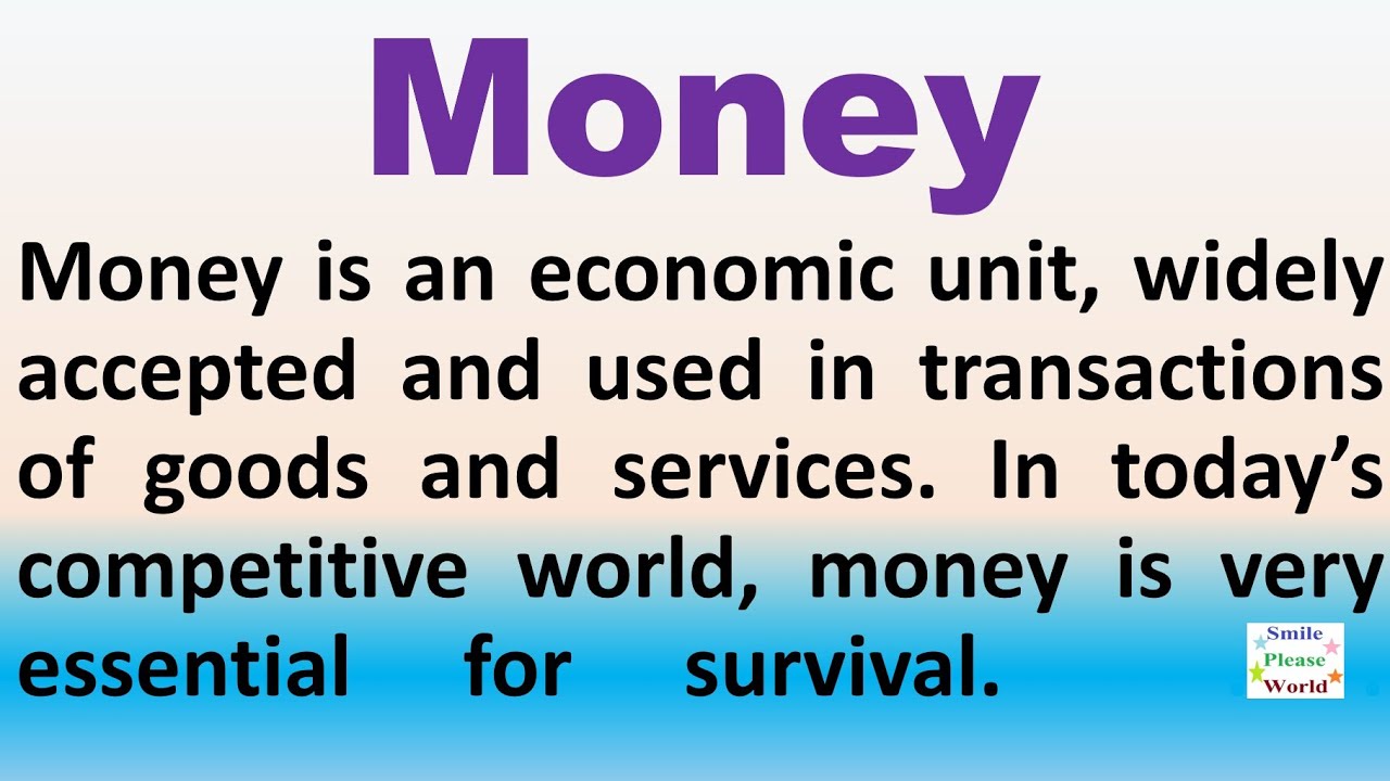 a speech on value of money