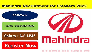 Mahindra Off Campus Drive 2022 Registration | Hiring for 20,21,2022 Batch | Recruitment for Freshers
