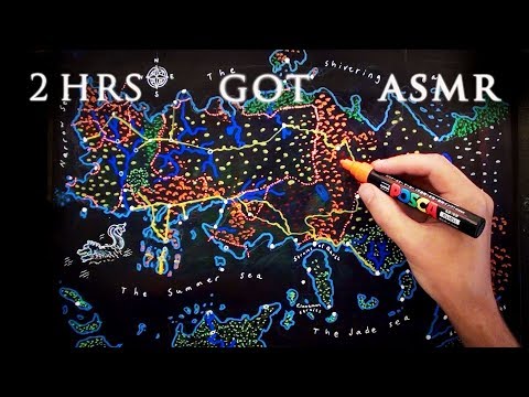 ASMR 2hrs Drawing Game of Thrones Map - Essos | with Sea Monster