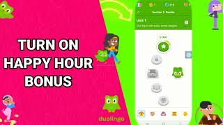 How To Turn On Happy Hour Bonus On Duolingo Language Lessons App screenshot 1