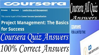 Project Management: The Basics for Success Coursera Quiz Answers, Week (1-4) All Quiz Answers