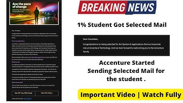 Accenture Started Sending Selected Mail For The Student |✨|WATCH THE VIDEO FULLY |😊JOBS IN INDIA