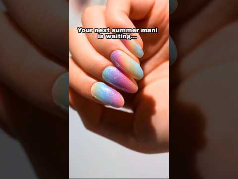 Pastel rainbow semi-cured gel nails