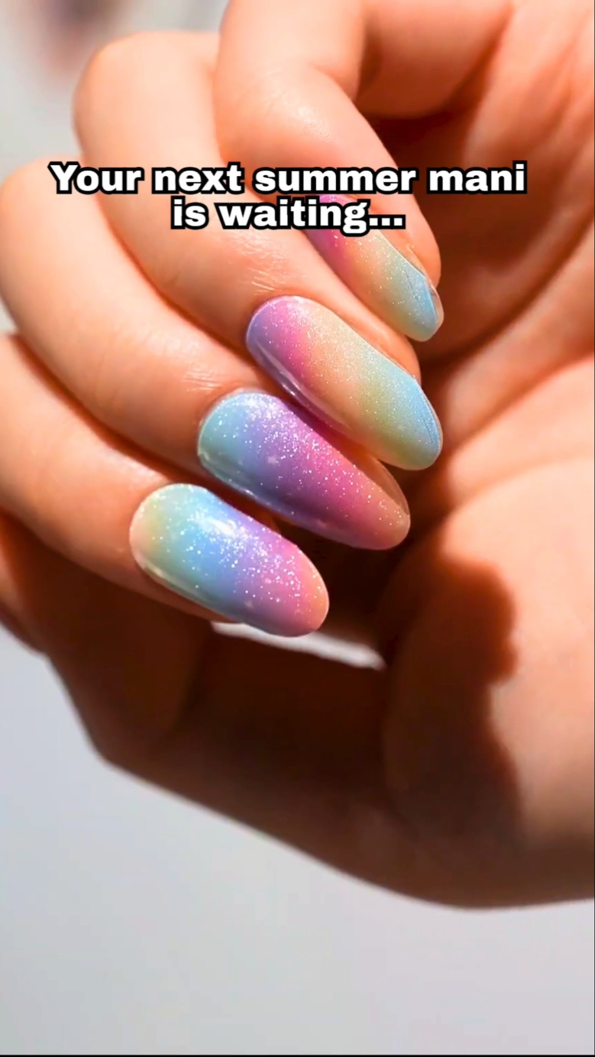 Rainbow Skies - Semi-Cured Gel Nail Strips applied on real nails