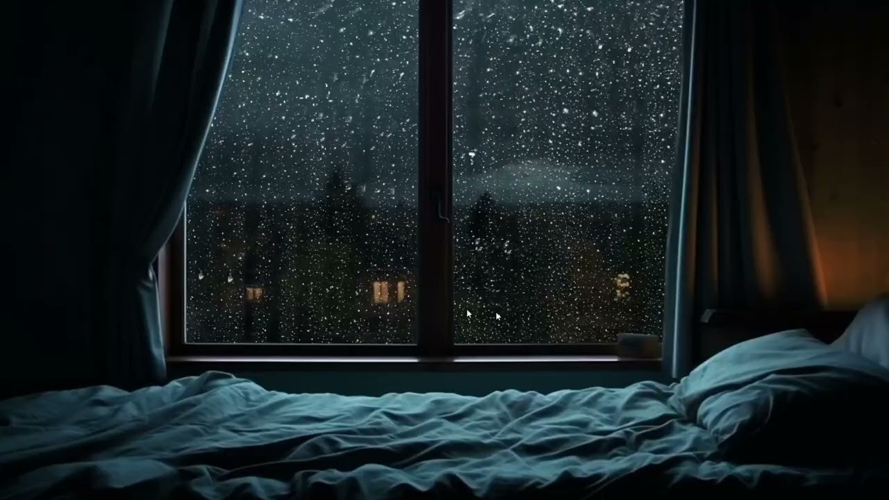 🌙 Soft Night Rain at the Window 🌧️ 10 Hours Black Screen
