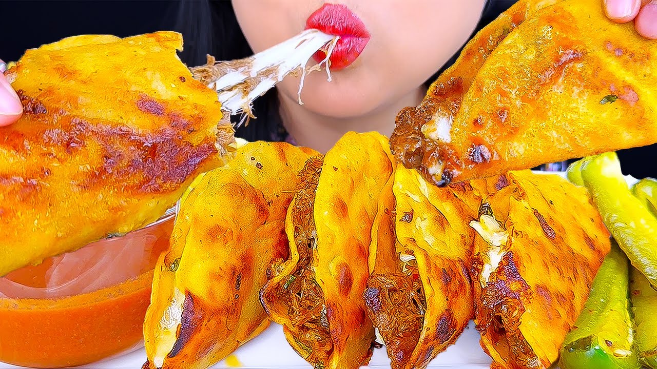 ASMR MUKBANG | Cheesy Birria Tacos Quesabirria Dipped In Consommé | Eating Sounds | ASMR Phan