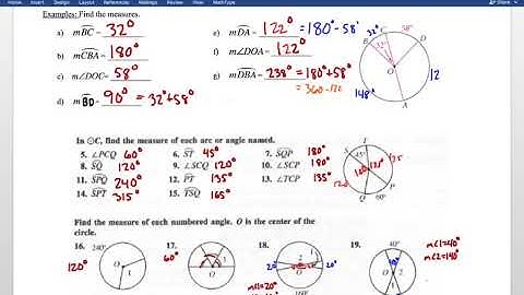 geometry 9-3 and 9-5 concept guide: central angles and inscribed angles