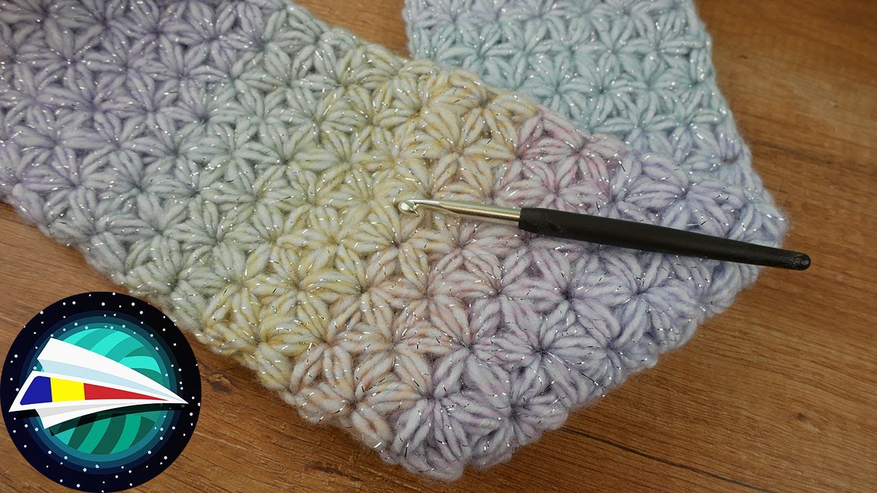 Croșetează fular circular de iarnă| Model special cu steluțe