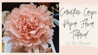 CARNATION CREPE PAPER FLOWER TUTORIAL | DIY CARNATION | PAPER FLOWER | EASY CREPE PAPER TUTORIAL