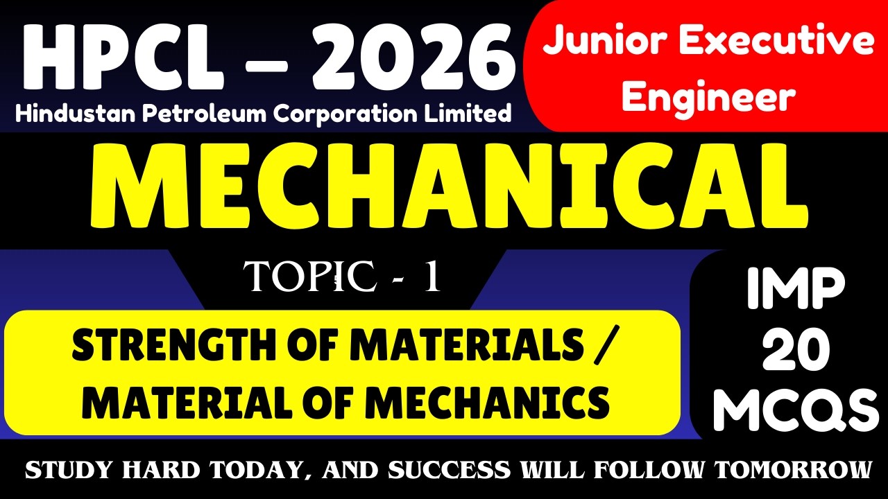 Strength of Materials Mcq | HPCL Mechanical Engineer 2026 Pdf Notes | HPCL je Mechanical Diploma pdf