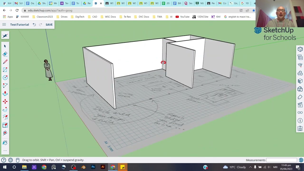 Apartment SketchUp Model Tutorial Part 4 of 9 (Push/Pull, Snapping)