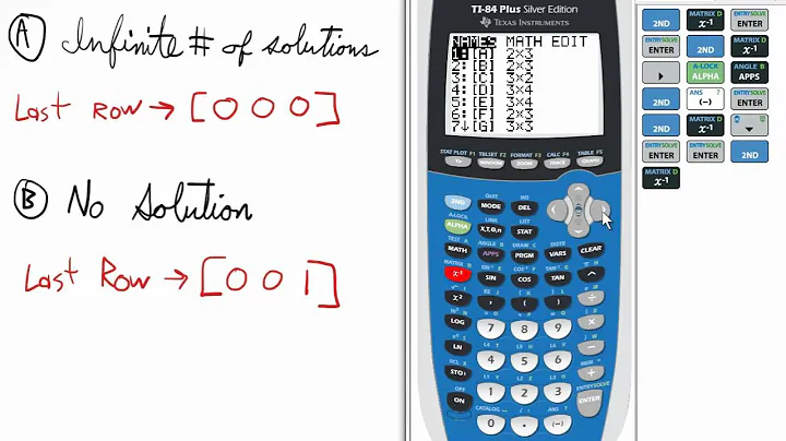 Exceptions Solving Matrix / System of Equations (infinite solutions & no solution) TI 84 Calculator