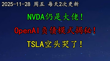 美股 挖掘70%、150%的利润空间！华尔街：NVDA仍是大佬！而桥水独爱CRVW！OpenAI负债模式揭秘！TSLA空头哭了！BTC、ETH、黄金、CRWV、MSFT、META、TSLA、GOOG
