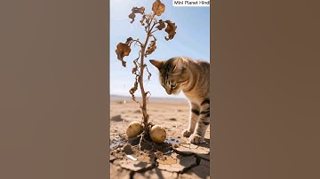 Cat watered the patato plant and saved it from drying up 😭 #watering #save #ai #tree