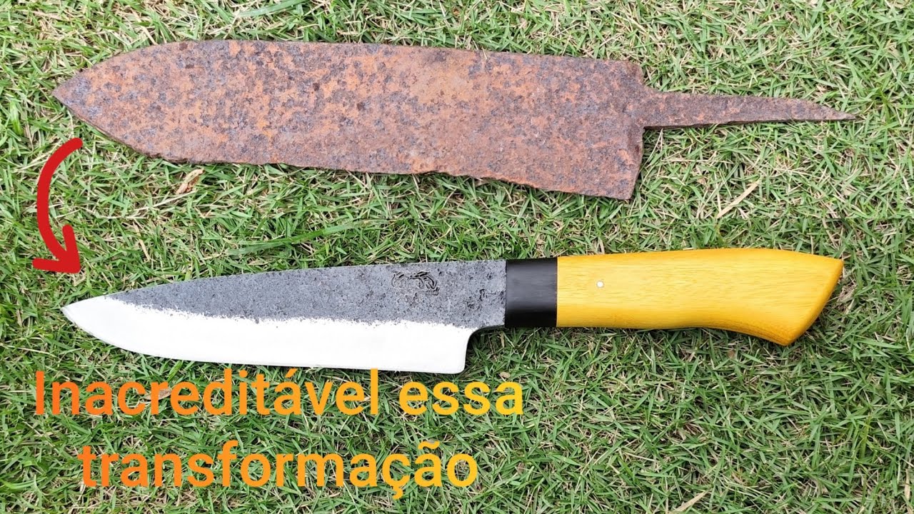 Transformei um pedaço de sucata em uma linda faca  #facas #cutelaria #caça #pesca #roça 