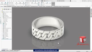 SolidWorks Tutorial : Designing a Silver Metallic Ring ( Jewelry Design ) #solidworks #jewelrydesign