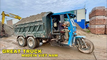 Great video | Công nông to khủng chở 3,5 khối cát độ máy 40 phanh hơi | Máy xúc núc cát | Excavator