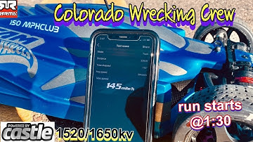 Arrma Limitless 145mph 8s. Castle 1520/1650kv driven by Eric Woolsey aka Colorado Wrecking Crew RC
