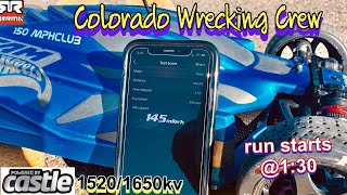 Arrma Limitless 145mph 8s. Castle 1520/1650kv driven by Eric Woolsey aka Colorado Wrecking Crew RC