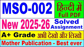 MSO 002 solved assignment 2025-26 in Hindi || mso 002 solved assignment 2026 || ignou mso2