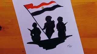 رسم حرب 6 اكتوبر 10 || رسم علم مصر