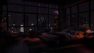 Cozy Bedroom Atmosphere With Gentle Night Rain Sound - 24 Hours - City View