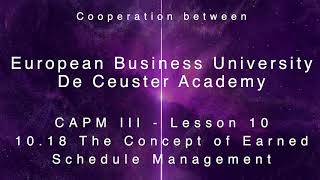 CAPM III Lesson 10 18 Concept of Earned Schedule