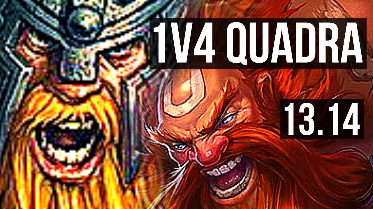 OLAF vs GRAGAS (TOP) | 1v4 Quadra, 6 solo kills, 800+ games, 1.0M mastery | KR Diamond | 13.14