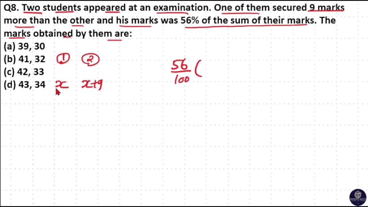На экзамене присутствовали два студента. Один из них набрал на 9 баллов больше, чем другой, и его...