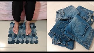 hacer tapetes  alfombras con jeans usados  #1