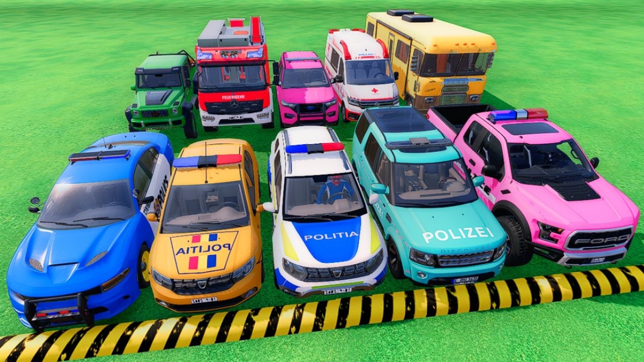 POLICE CARS, FIRE DEPARTMENT, AMBULANCE VEHICLE TRANSPORTING WITH TRUCKS ! Farming Simulator 22 #58