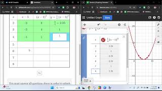Quadratic Functions Multiple Representations (Work Example)